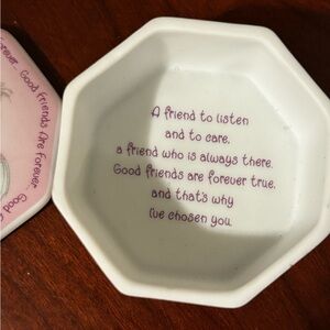 Vintage 1998 Precious Moments Hexagonal Keepsake Box. Pink and white ring box